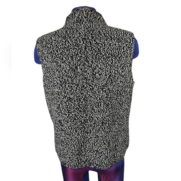 Talbots Black & White Flecked Mock‎ Neck Sleeveless Sweater Size MP Women's - Picture 4 of 7